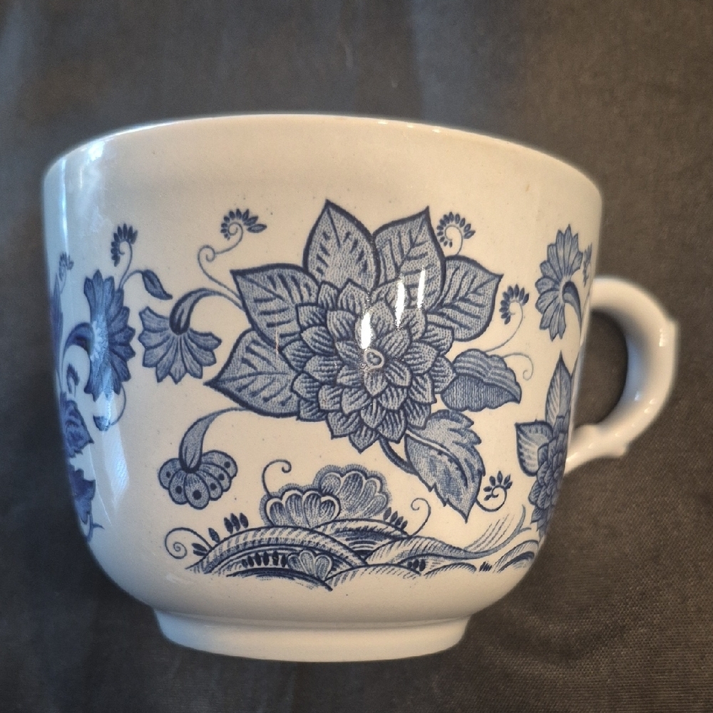 Adams Blue Butterfly Floral Blue and White Jumbo Mug